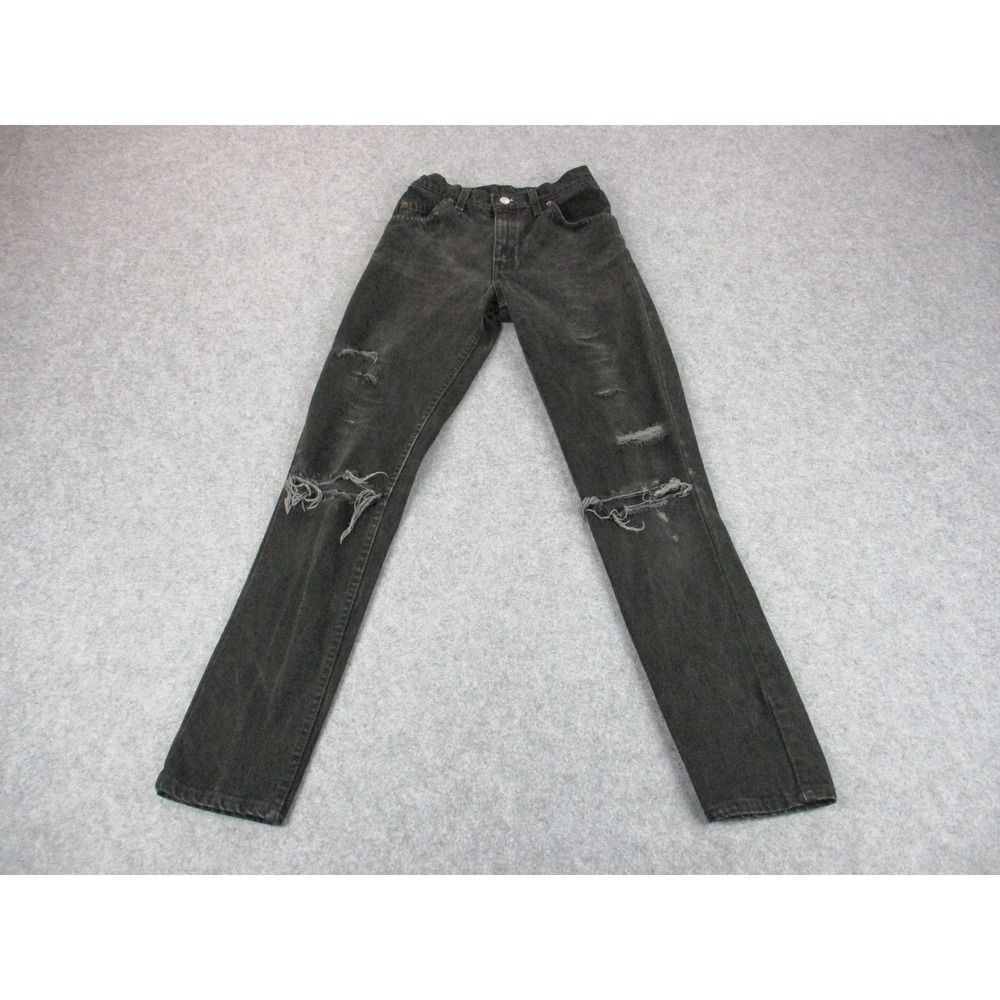 VTG Levis Jeans Womens 9 Black Orange Tab 950 Relaxed Tapered Distress Denim USA